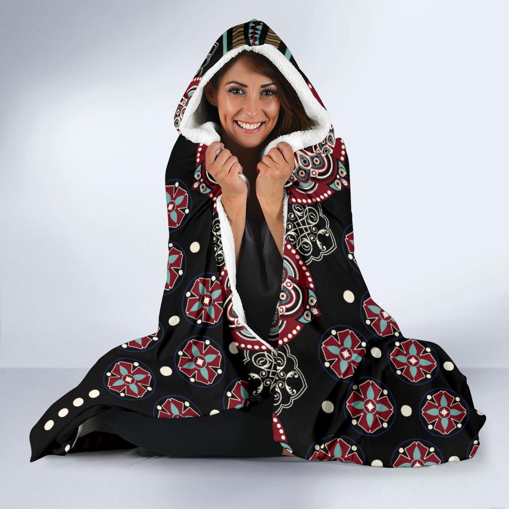 Ethnic Dot Style Print Pattern Hooded Blanket-JTAMIGO.COM