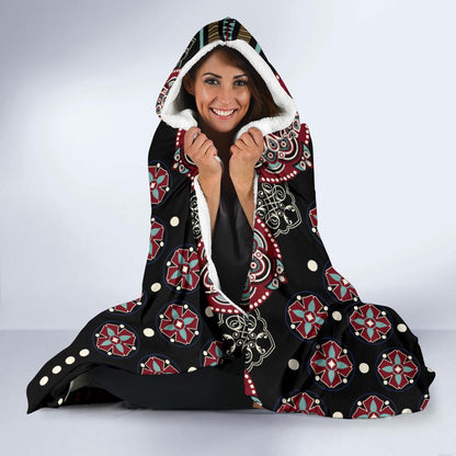 Ethnic Dot Style Print Pattern Hooded Blanket-JTAMIGO.COM