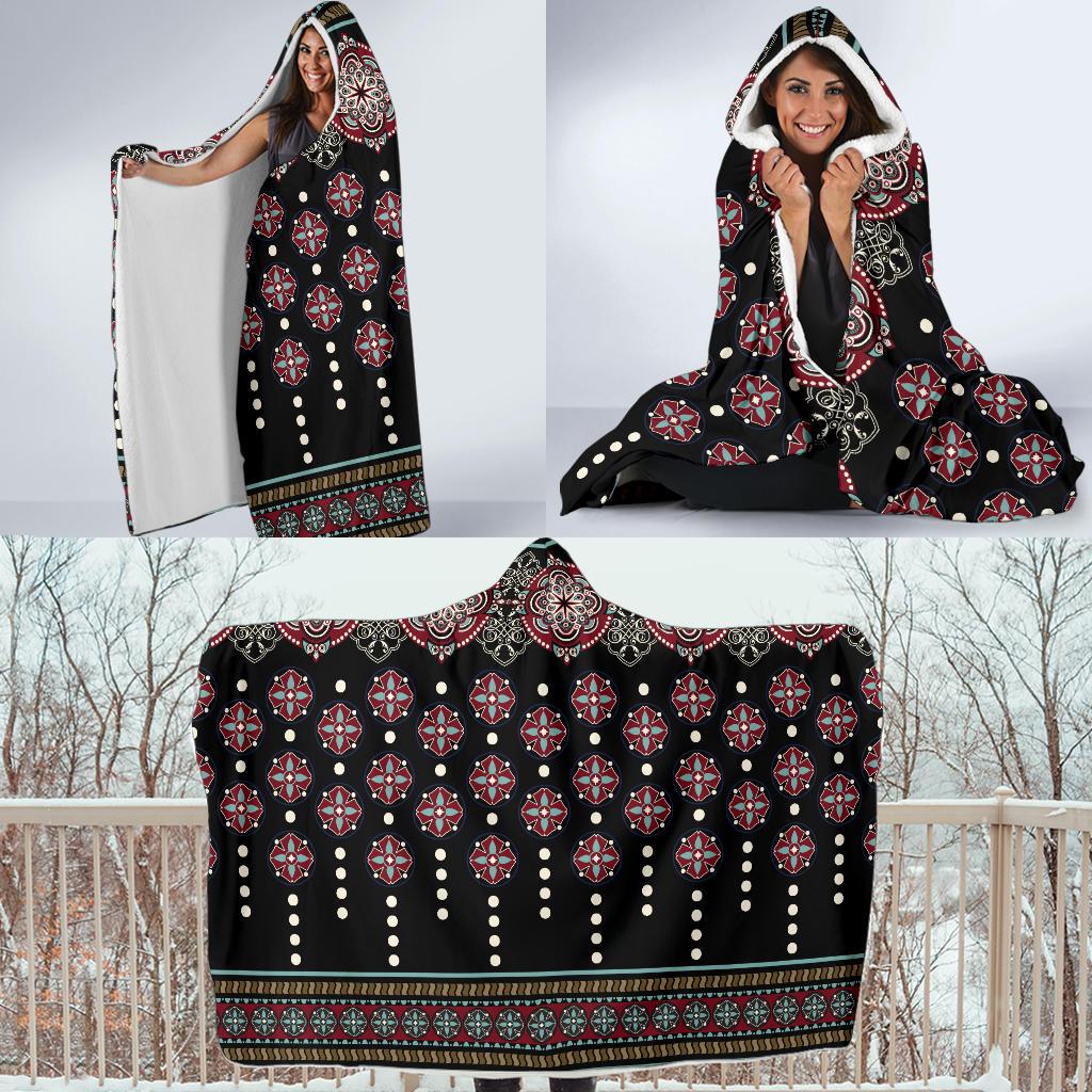 Ethnic Dot Style Print Pattern Hooded Blanket-JTAMIGO.COM