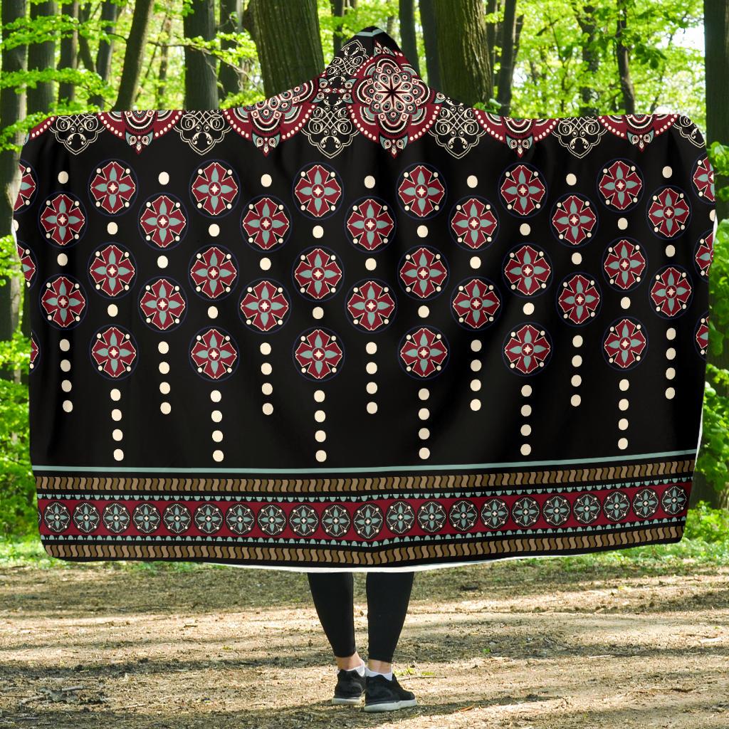 Ethnic Dot Style Print Pattern Hooded Blanket-JTAMIGO.COM