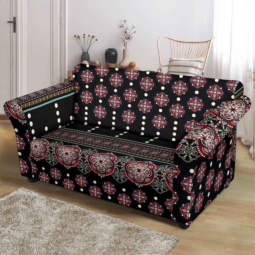 Ethnic Dot Style Print Pattern Loveseat Slipcover-JTAMIGO.COM