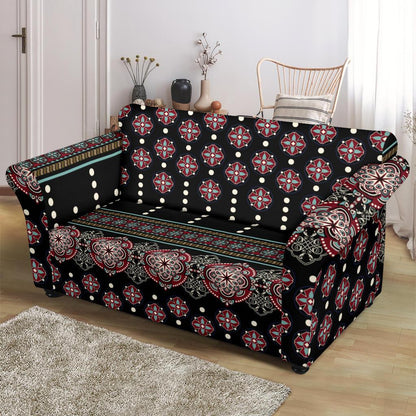 Ethnic Dot Style Print Pattern Loveseat Slipcover-JTAMIGO.COM