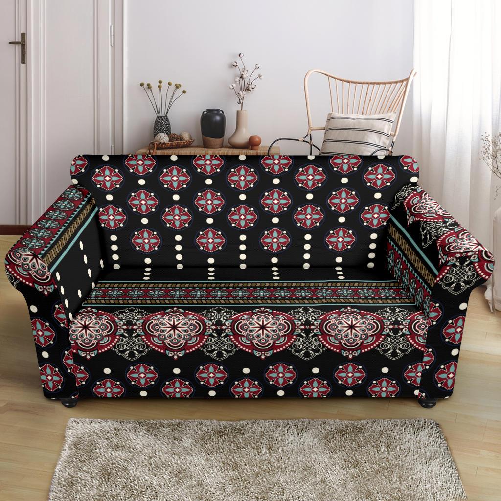 Ethnic Dot Style Print Pattern Loveseat Slipcover-JTAMIGO.COM