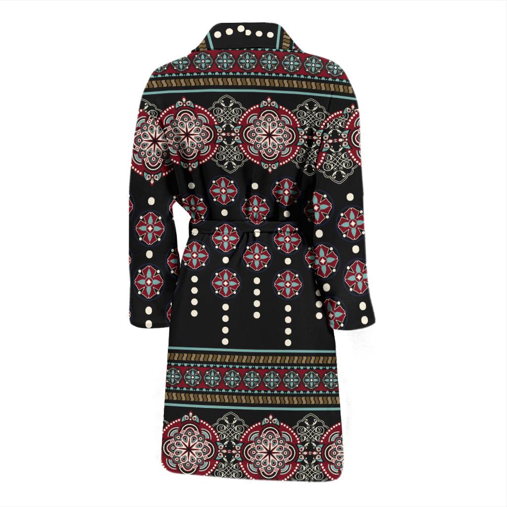 Ethnic Dot Style Print Pattern Men Bath Robe-JTAMIGO.COM