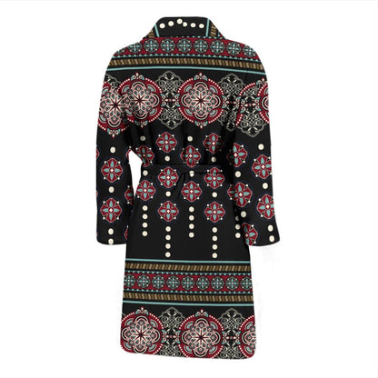 Ethnic Dot Style Print Pattern Men Bath Robe-JTAMIGO.COM