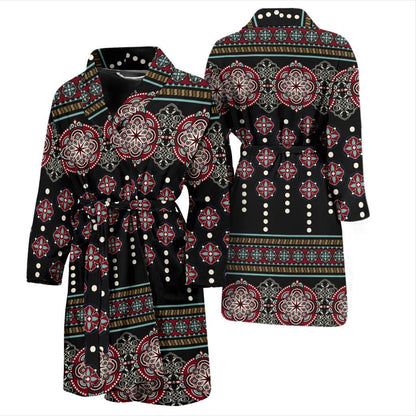 Ethnic Dot Style Print Pattern Men Bath Robe-JTAMIGO.COM
