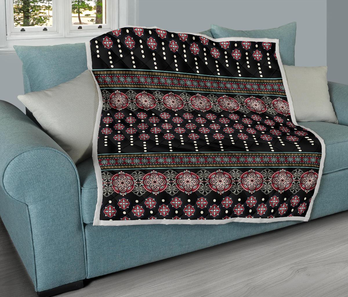 Ethnic Dot Style Print Pattern Premium Quilt-JTAMIGO.COM