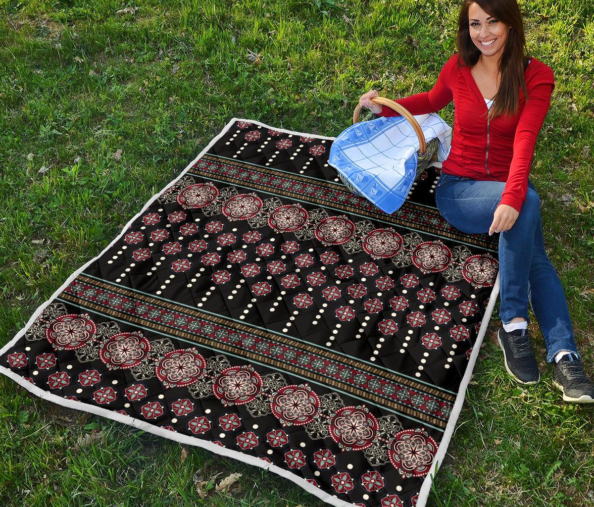 Ethnic Dot Style Print Pattern Premium Quilt-JTAMIGO.COM