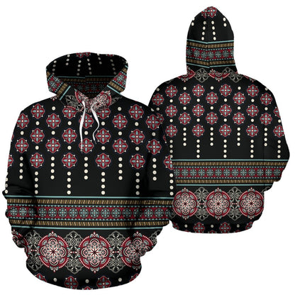 Ethnic Dot Style Print Pattern Pullover Hoodie
