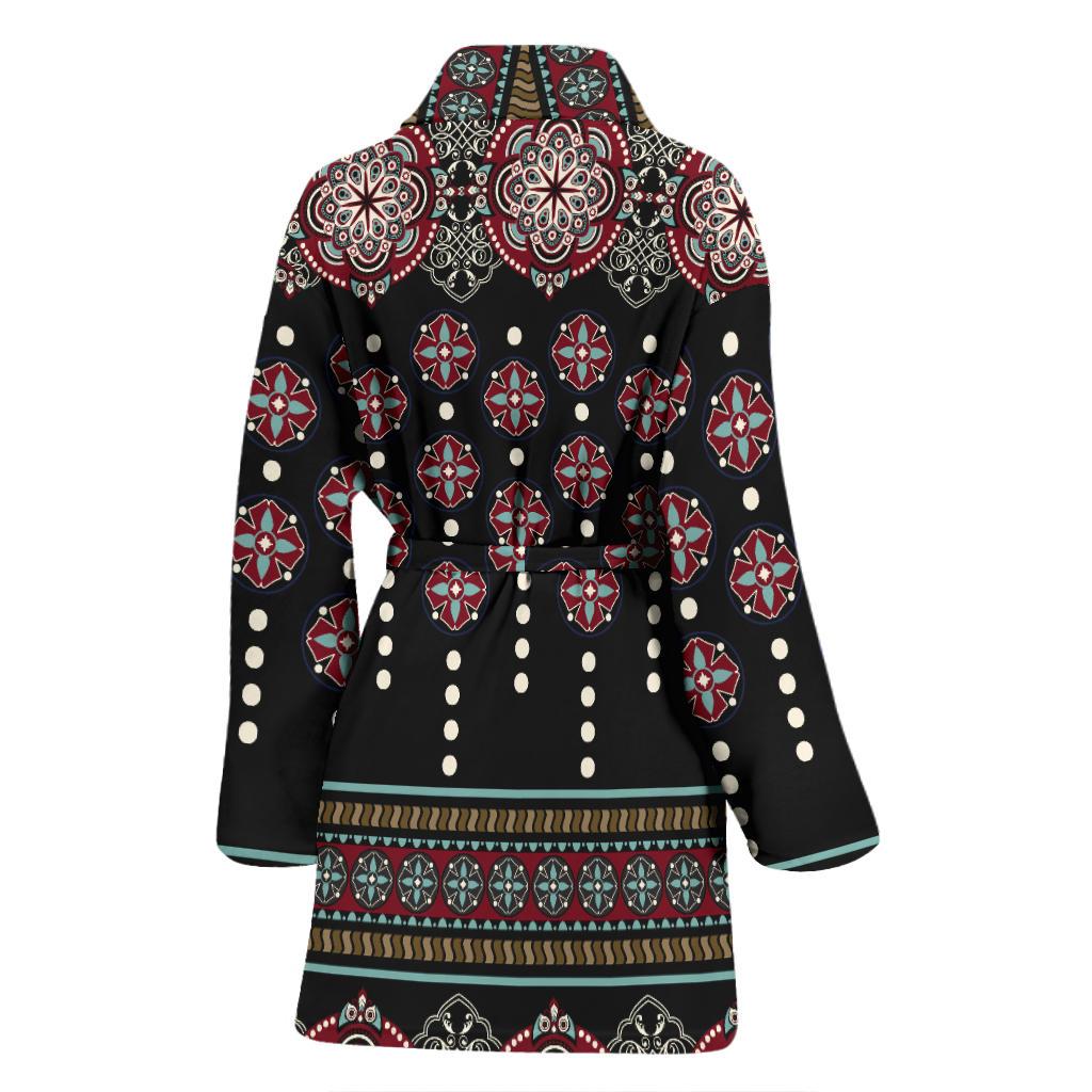 Ethnic Dot Style Print Pattern Women Bath Robe-JTAMIGO.COM