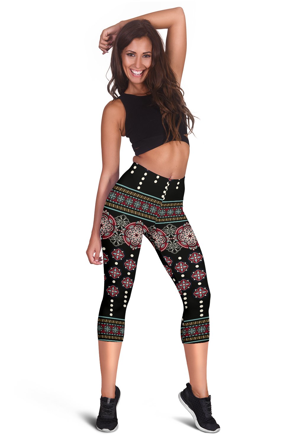 Ethnic Dot Style Print Pattern Women Capris