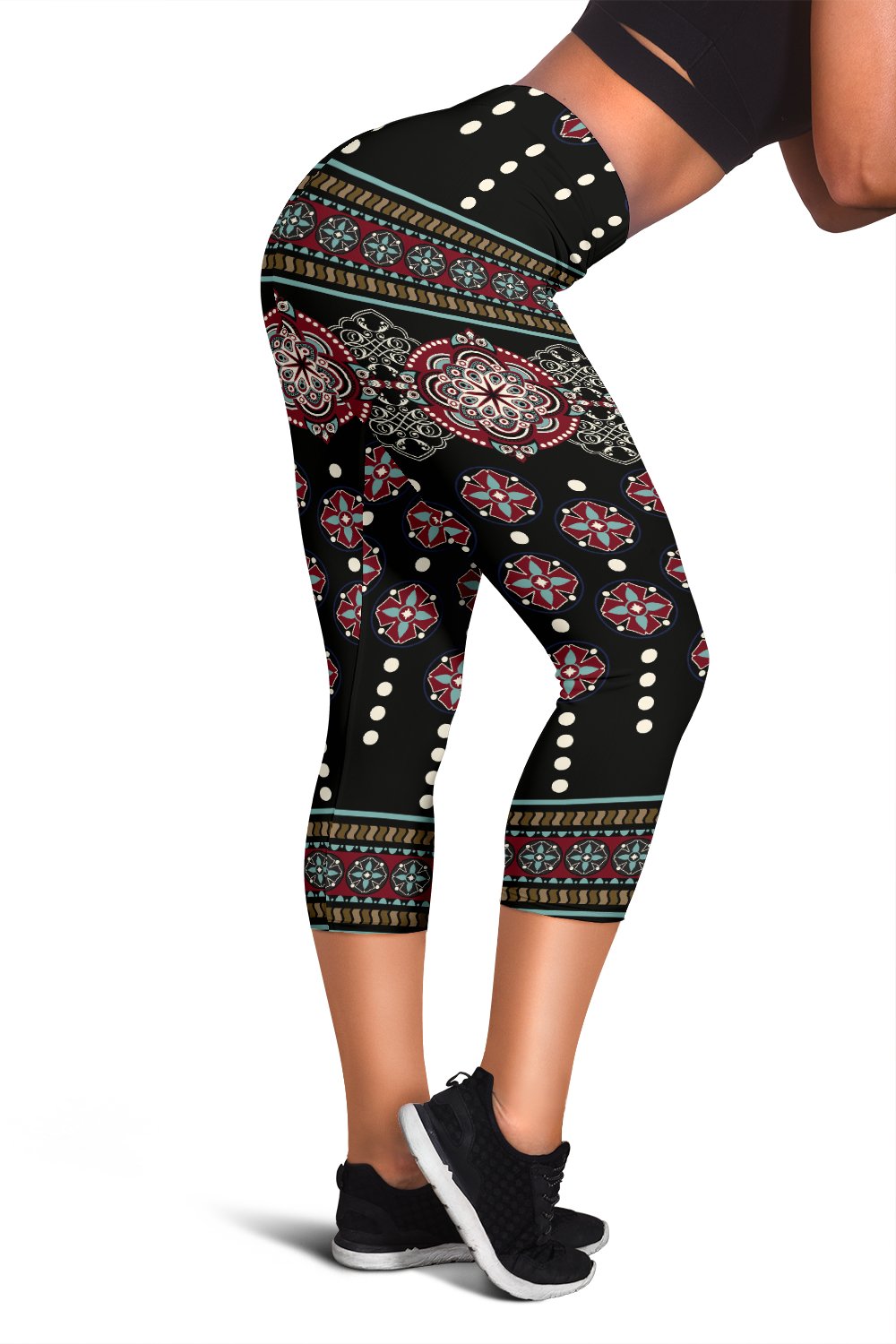 Ethnic Dot Style Print Pattern Women Capris