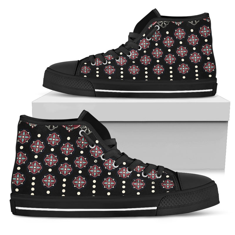 Ethnic Dot Style Print Pattern Women High Top Shoes