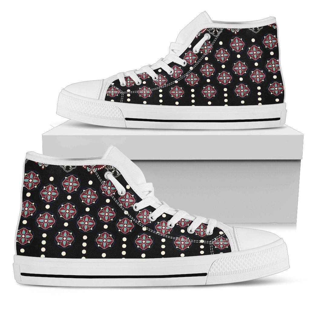 Ethnic Dot Style Print Pattern Women High Top Shoes