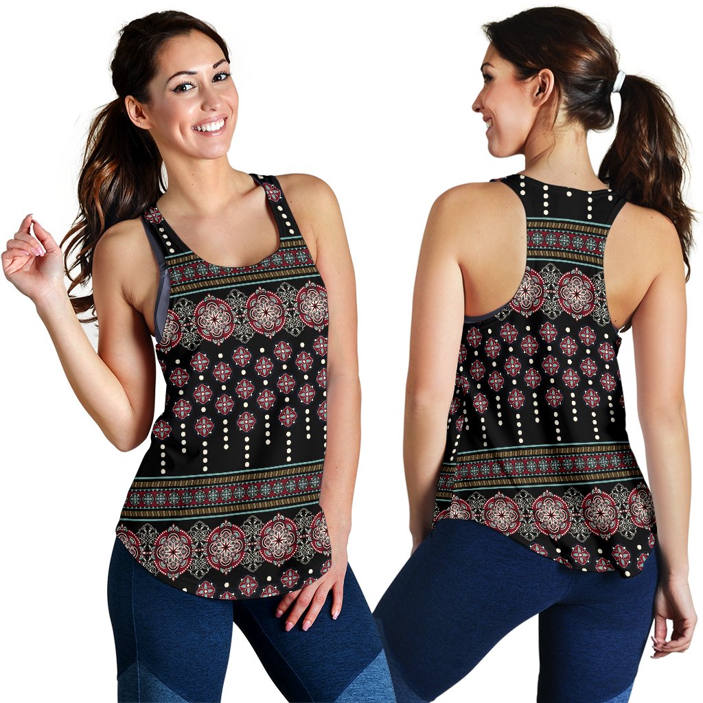 Ethnic Dot Style Print Pattern Women Racerback Tank Top