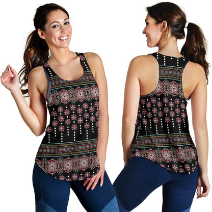 Ethnic Dot Style Print Pattern Women Racerback Tank Top
