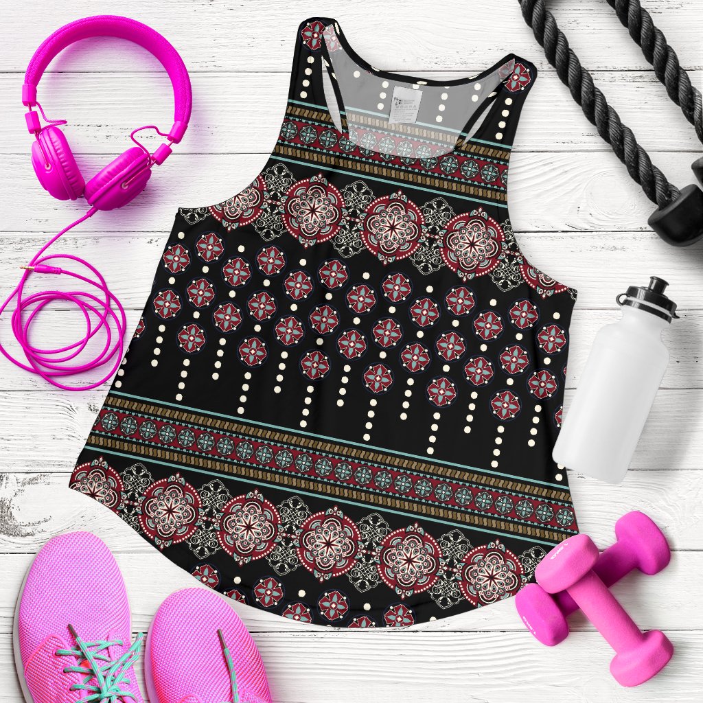 Ethnic Dot Style Print Pattern Women Racerback Tank Top
