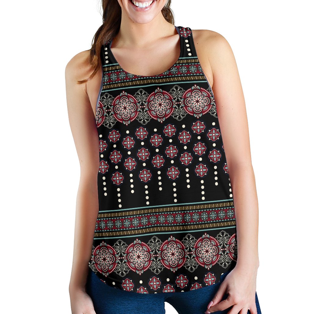 Ethnic Dot Style Print Pattern Women Racerback Tank Top