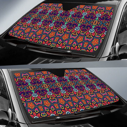 Ethnic Flower Style Print Pattern Car Sun Shade For Windshield