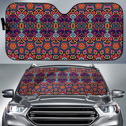 Ethnic Flower Style Print Pattern Car Sun Shade For Windshield
