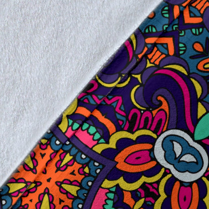 Ethnic Flower Style Print Pattern Fleece Blanket