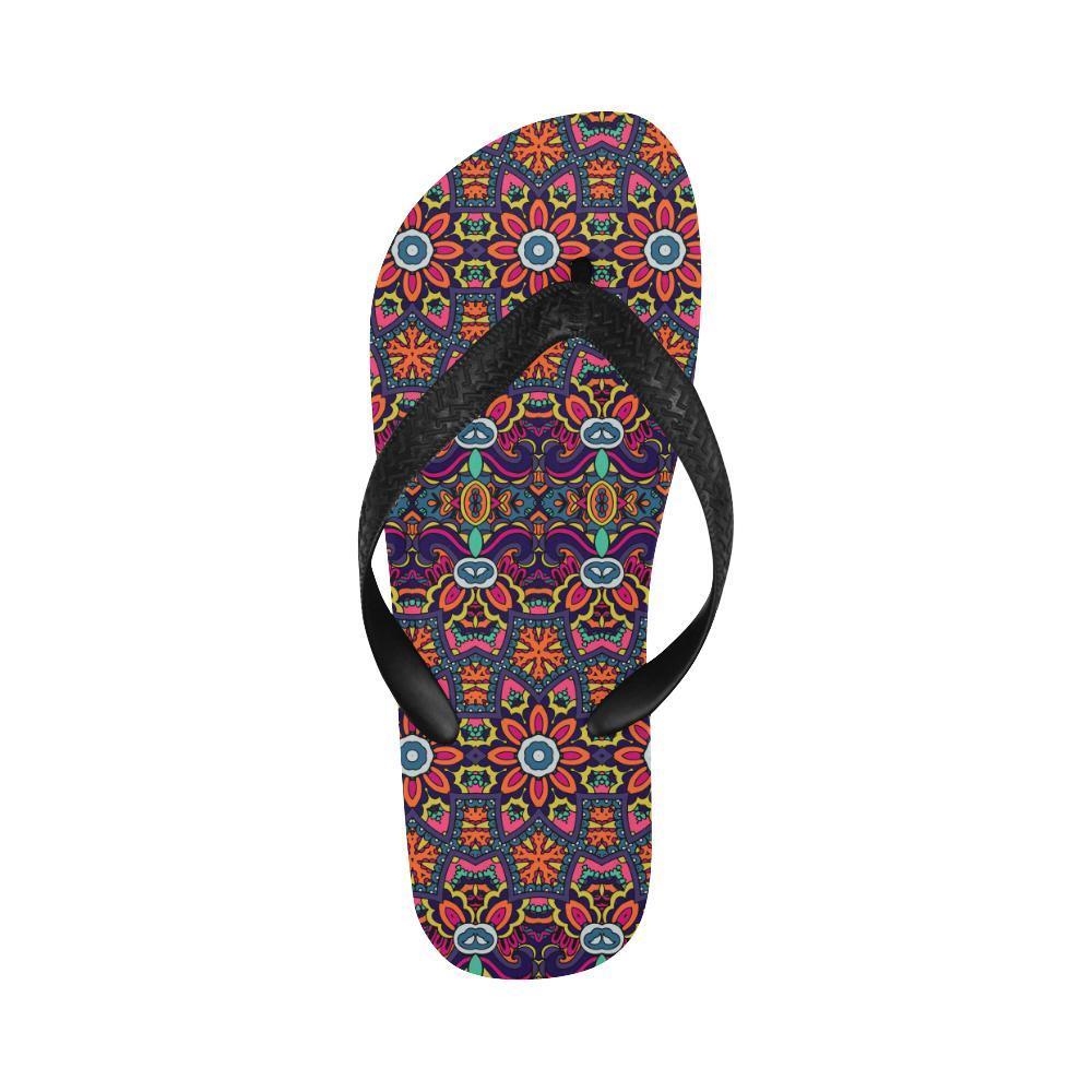 Ethnic Flower Style Print Pattern Flip Flops-JTAMIGO.COM