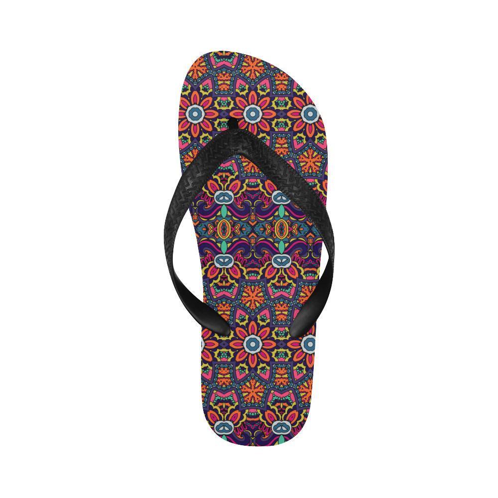Ethnic Flower Style Print Pattern Flip Flops-JTAMIGO.COM