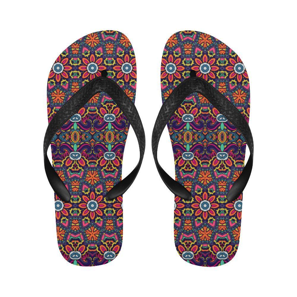 Ethnic Flower Style Print Pattern Flip Flops-JTAMIGO.COM