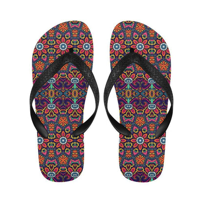 Ethnic Flower Style Print Pattern Flip Flops-JTAMIGO.COM