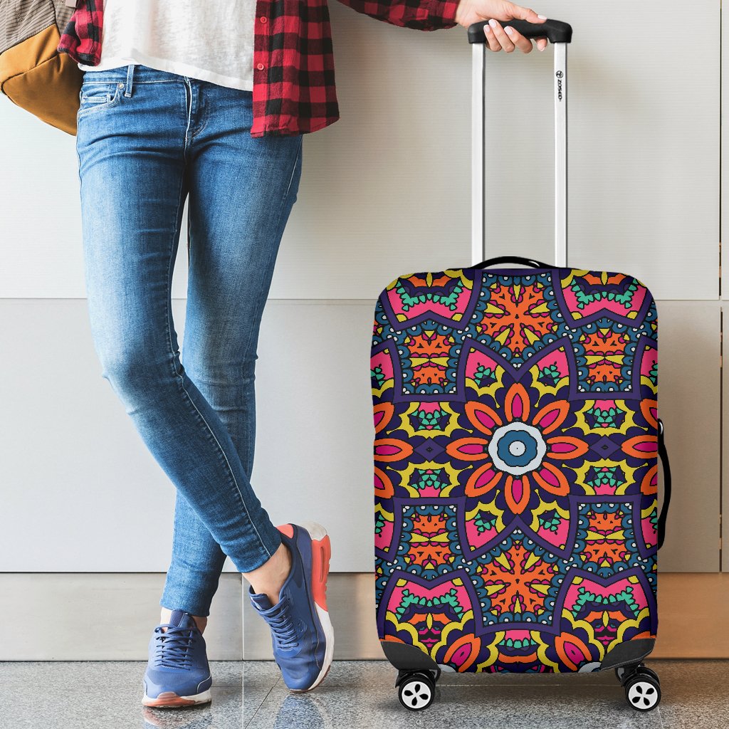Ethnic Flower Style Print Pattern Luggage Cover Protector