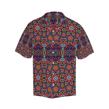 Ethnic Flower Style Print Pattern Men Aloha Hawaiian Shirt