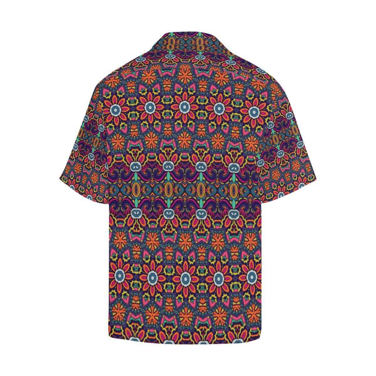 Ethnic Flower Style Print Pattern Men Aloha Hawaiian Shirt