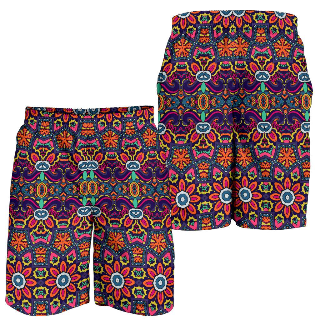 Ethnic Flower Style Print Pattern Mens Shorts-JTAMIGO.COM
