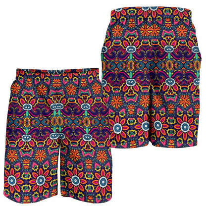 Ethnic Flower Style Print Pattern Mens Shorts-JTAMIGO.COM