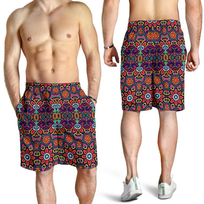 Ethnic Flower Style Print Pattern Mens Shorts-JTAMIGO.COM
