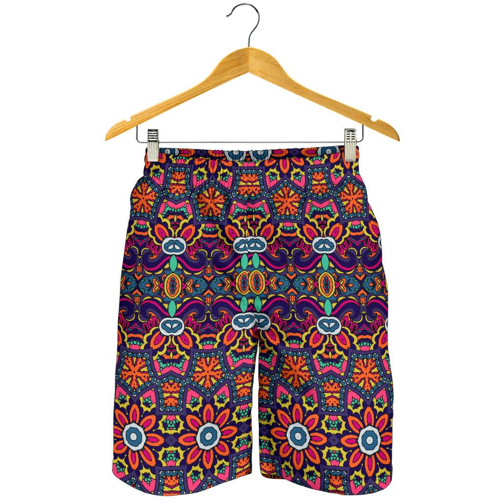 Ethnic Flower Style Print Pattern Mens Shorts-JTAMIGO.COM