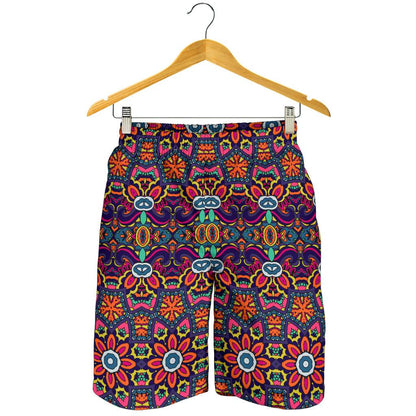 Ethnic Flower Style Print Pattern Mens Shorts-JTAMIGO.COM