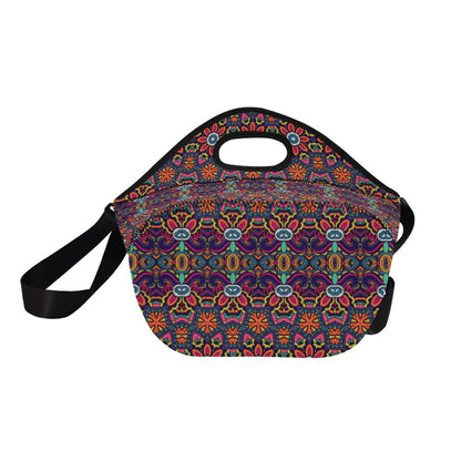 Ethnic Flower Style Print Pattern Neoprene Lunch Bag (Model 1669)(Large)-JTAMIGO.COM