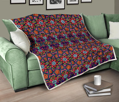 Ethnic Flower Style Print Pattern Premium Quilt-JTAMIGO.COM