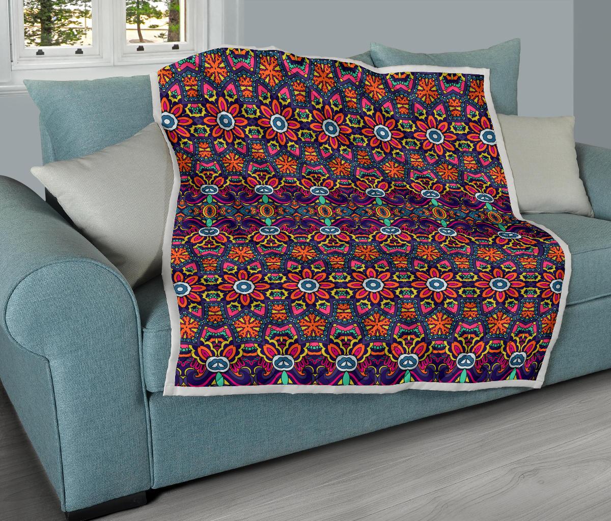 Ethnic Flower Style Print Pattern Premium Quilt-JTAMIGO.COM