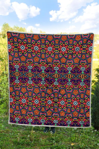 Ethnic Flower Style Print Pattern Premium Quilt-JTAMIGO.COM