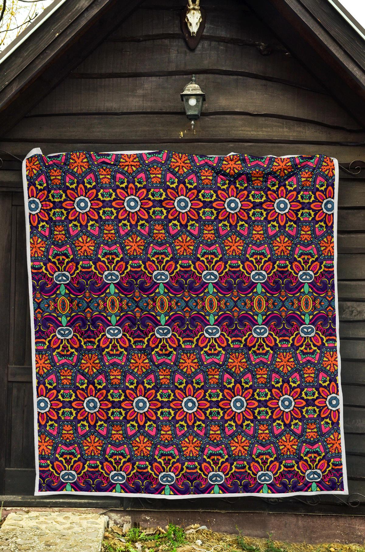 Ethnic Flower Style Print Pattern Premium Quilt-JTAMIGO.COM