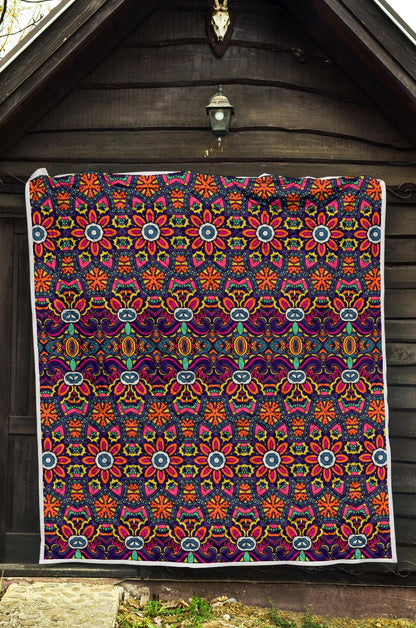 Ethnic Flower Style Print Pattern Premium Quilt-JTAMIGO.COM