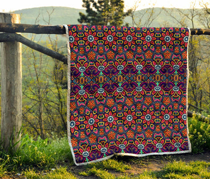 Ethnic Flower Style Print Pattern Premium Quilt-JTAMIGO.COM