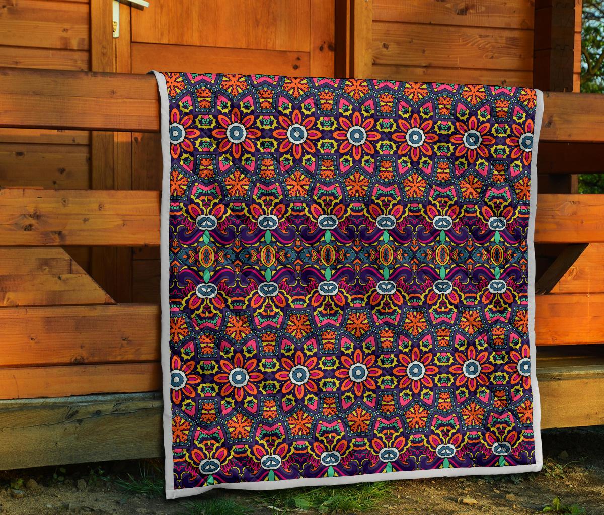 Ethnic Flower Style Print Pattern Premium Quilt-JTAMIGO.COM