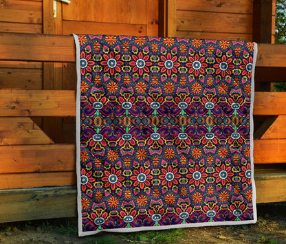 Ethnic Flower Style Print Pattern Premium Quilt-JTAMIGO.COM