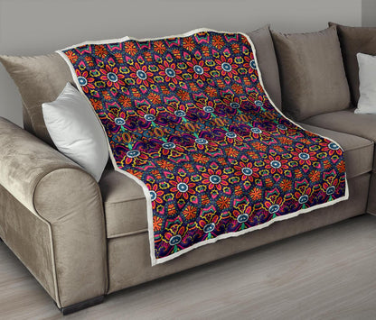 Ethnic Flower Style Print Pattern Premium Quilt-JTAMIGO.COM