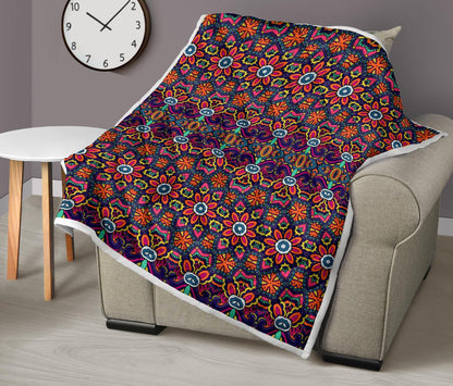 Ethnic Flower Style Print Pattern Premium Quilt-JTAMIGO.COM
