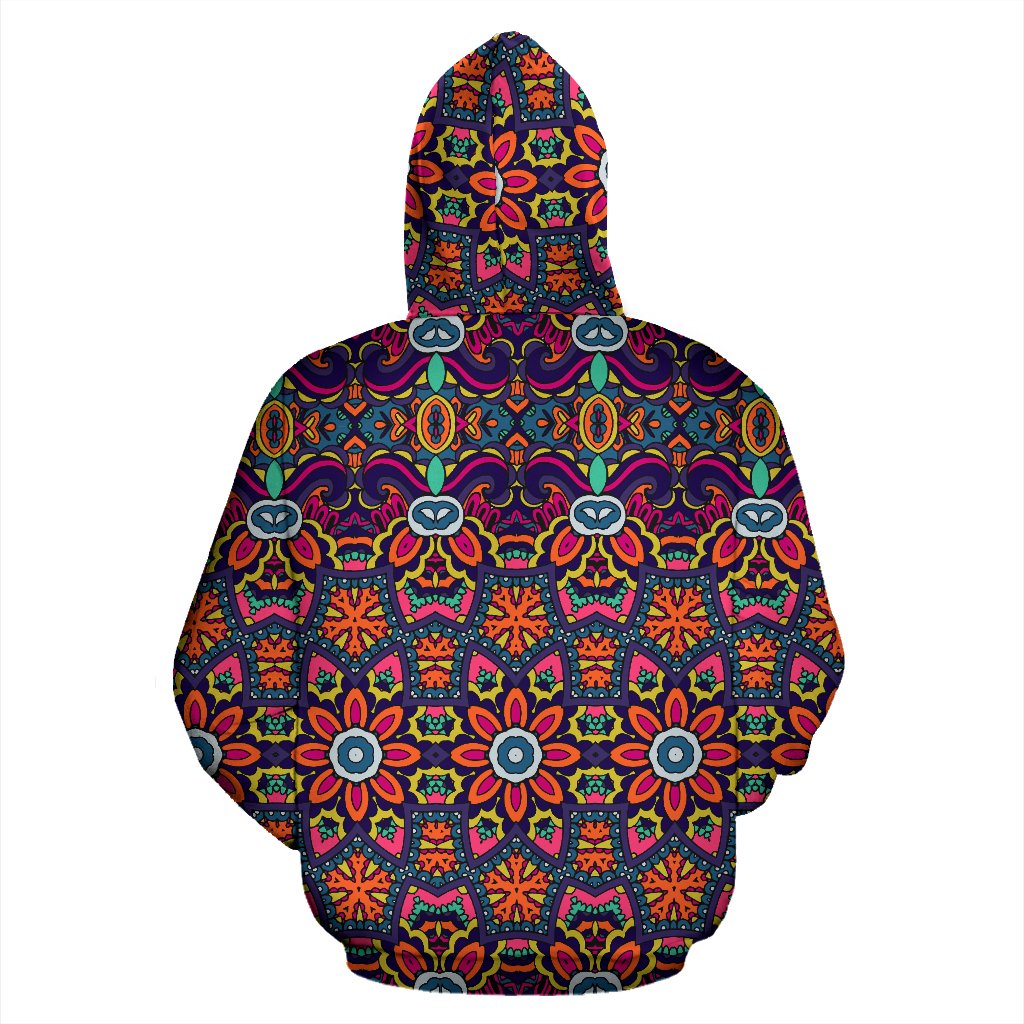 Ethnic Flower Style Print Pattern Pullover Hoodie