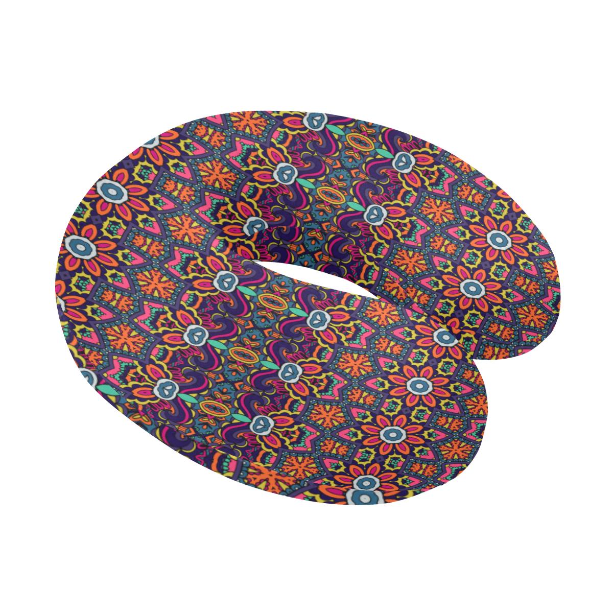 Ethnic Flower Style Print Pattern U-Shaped Travel Neck Pillow-JTAMIGO.COM